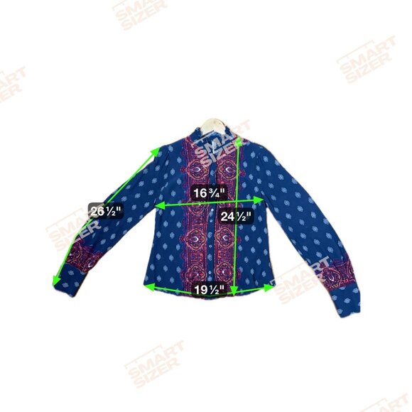 FREE PEOPLE Wishing Well Border Boho Button Blouse Midnight Rust S/P Festival - Picture 8 of 8